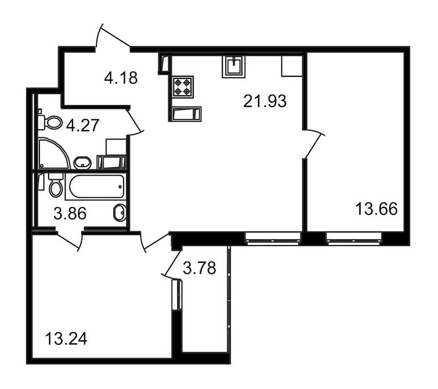 Двухкомнатная квартира в : площадь 64.92 м2 , этаж: 8 – купить в Санкт-Петербурге